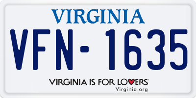 VA license plate VFN1635