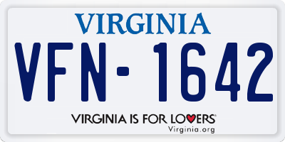 VA license plate VFN1642
