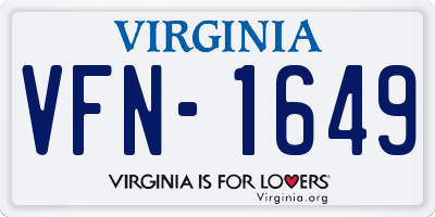 VA license plate VFN1649