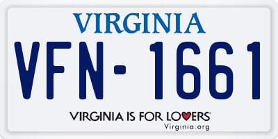 VA license plate VFN1661