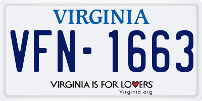 VA license plate VFN1663