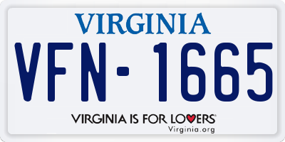VA license plate VFN1665