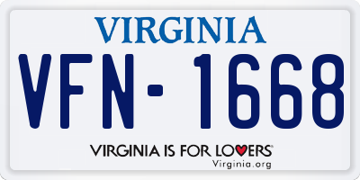 VA license plate VFN1668
