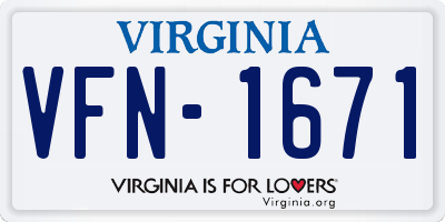 VA license plate VFN1671