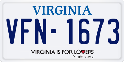 VA license plate VFN1673