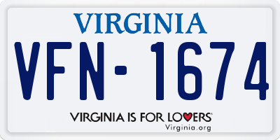 VA license plate VFN1674