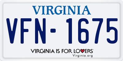VA license plate VFN1675