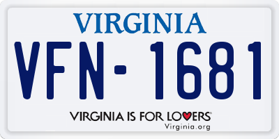 VA license plate VFN1681