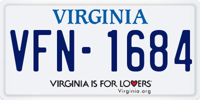VA license plate VFN1684