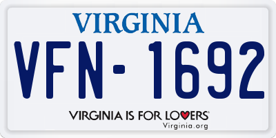 VA license plate VFN1692