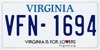 VA license plate VFN1694
