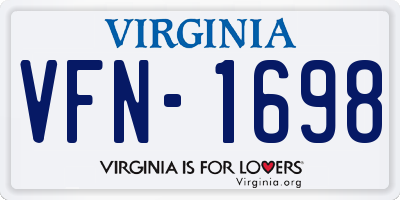 VA license plate VFN1698