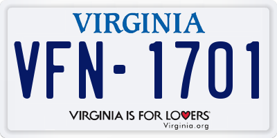 VA license plate VFN1701