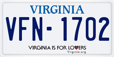 VA license plate VFN1702