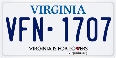 VA license plate VFN1707