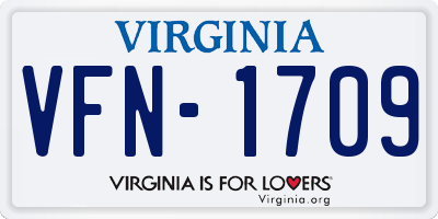 VA license plate VFN1709