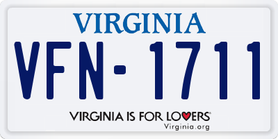 VA license plate VFN1711