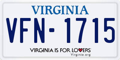 VA license plate VFN1715