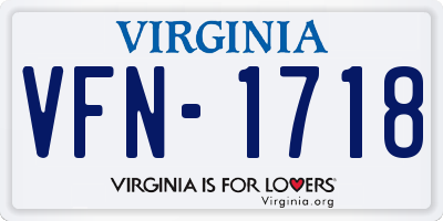 VA license plate VFN1718