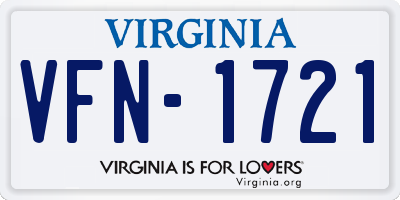 VA license plate VFN1721