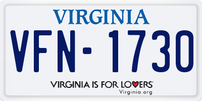 VA license plate VFN1730