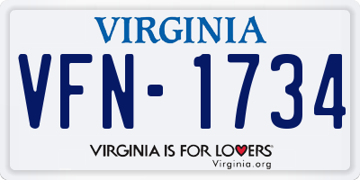 VA license plate VFN1734