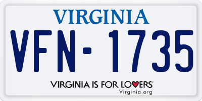VA license plate VFN1735