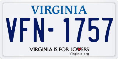 VA license plate VFN1757