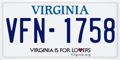VA license plate VFN1758