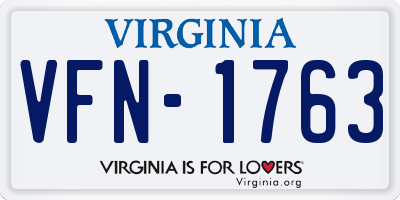 VA license plate VFN1763