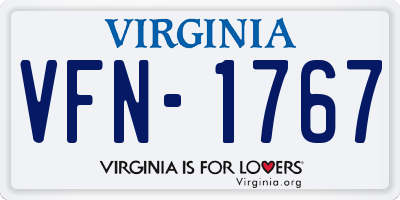VA license plate VFN1767