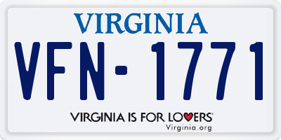 VA license plate VFN1771