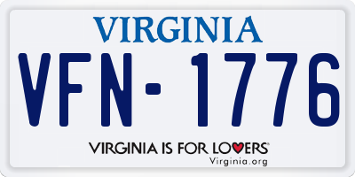 VA license plate VFN1776