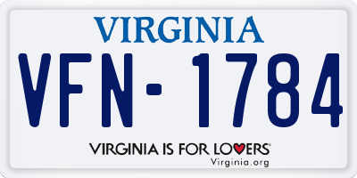 VA license plate VFN1784