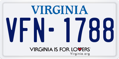 VA license plate VFN1788