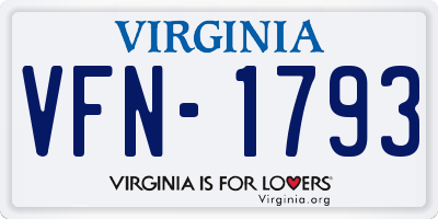 VA license plate VFN1793