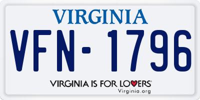VA license plate VFN1796