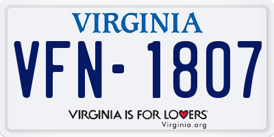 VA license plate VFN1807