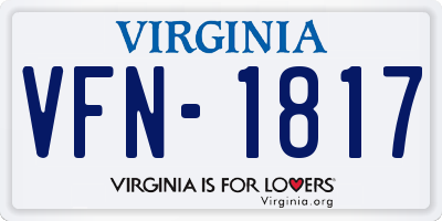 VA license plate VFN1817