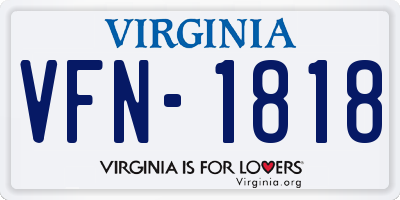 VA license plate VFN1818