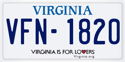 VA license plate VFN1820
