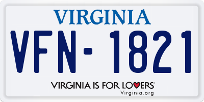 VA license plate VFN1821