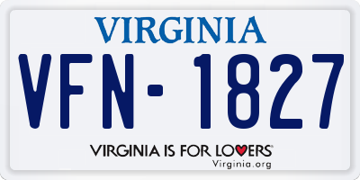 VA license plate VFN1827