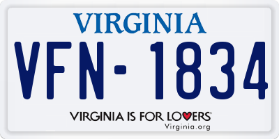 VA license plate VFN1834
