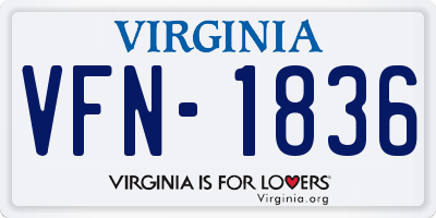 VA license plate VFN1836