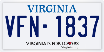 VA license plate VFN1837