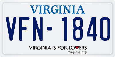 VA license plate VFN1840