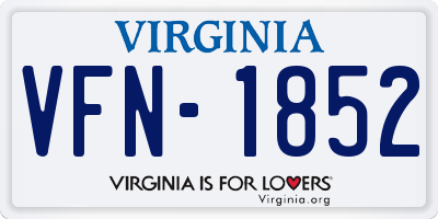 VA license plate VFN1852