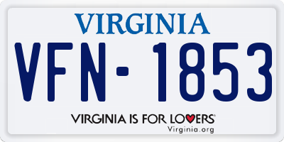 VA license plate VFN1853