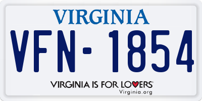 VA license plate VFN1854